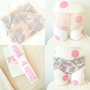 Victoria's Secret PINK Vintage Extra Low Rise Cheekster Tanga Lace Floral Panty